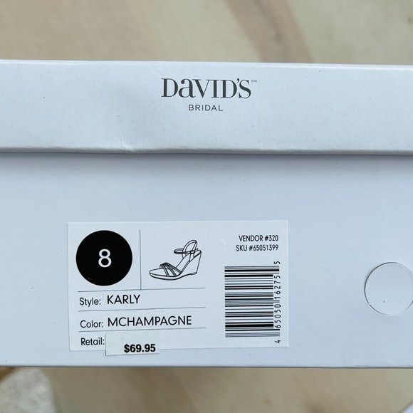 Champagne Bridal Wedge Heel Sandals NWT Size 8 - Picture 3 of 3